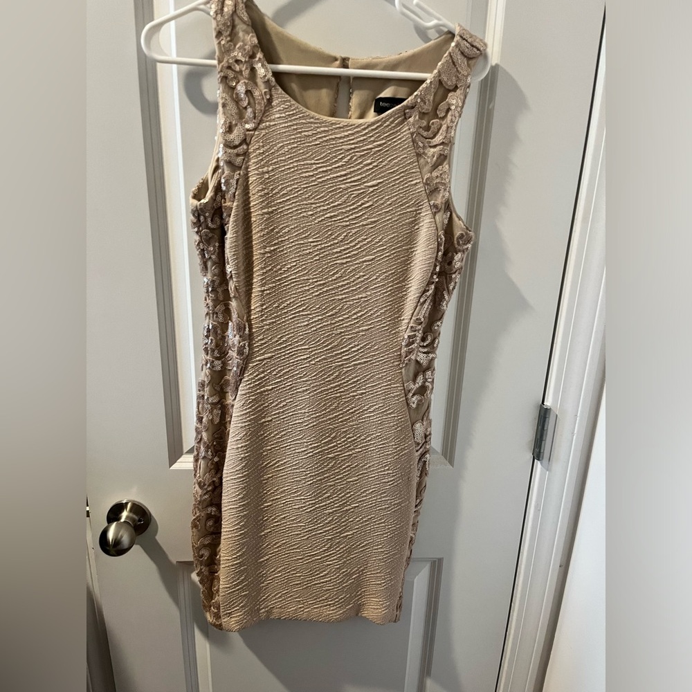 Beige Gold Sequin Dress